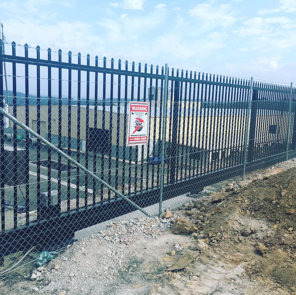 Steel security fencing around a construction site