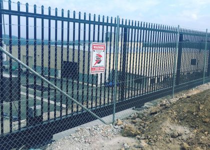 Steel security fencing around a construction site